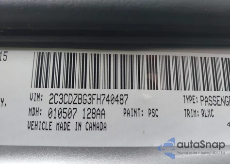 2015 Dodge Challenger Sxt Plus из США, поврежденный, VIN 2C3CDZBG3FH740487